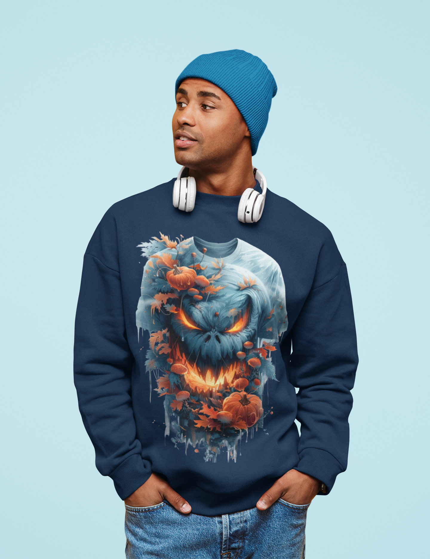 Unisex Garment-Dyed Sweatshirt with spooky and creepy vibe